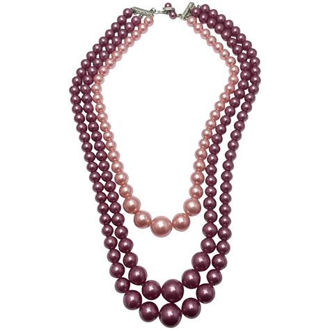 Vintage Pink Multi Strand Beaded Necklace Ruby Lane