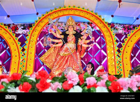 Interior Of Decorated Durga Puja Pandal By Bengali Cultural Association