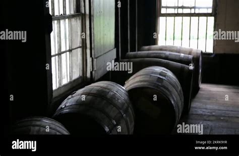 Bourbon Barrels Aging In A Kentucky Distillery Stock Video Footage Alamy