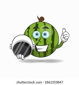 Watermelon Mascot Character Becomes Astronaut Vector Stock Vector