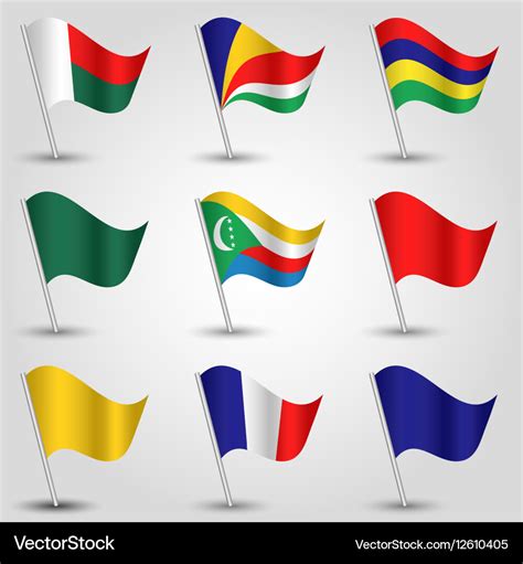 Set of flags east africa indian ocean islands Vector Image