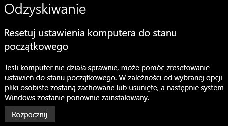 Przywracanie Windows Do Ustawie Fabrycznych