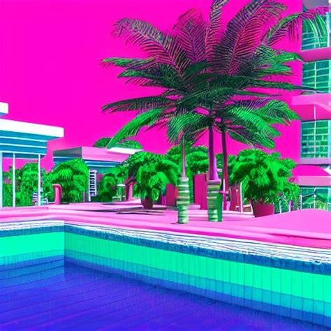 Lexica Vaporwave Swimming Pool With Nobody Pinkish Color