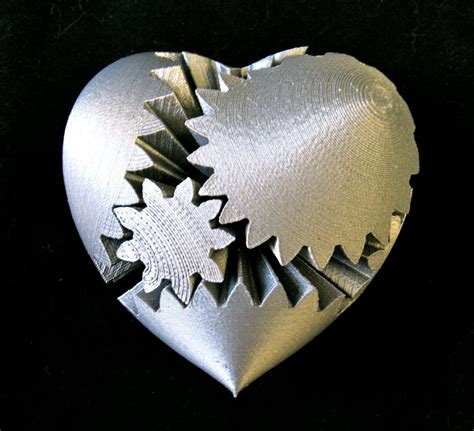 Steampunk Rotating Gear Heart 3d Printed