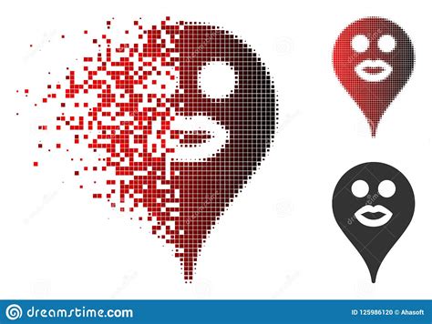 Decomposed Dotted Halftone Kiss Smiley Map Marker Icon Stock Vector