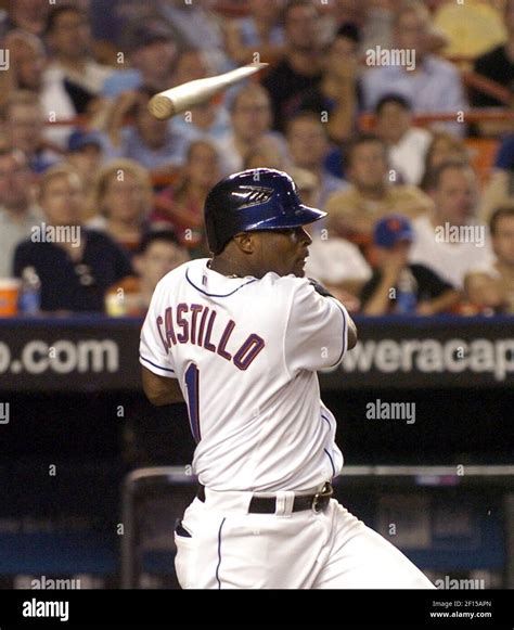 New York Mets Luis Castillo Breaks His Bat Hitting A Two Run Single In