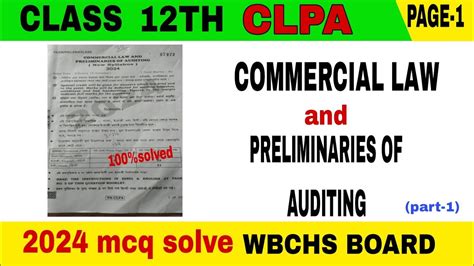 Commercial Law And Preliminaries Of Auditing Mcq Solution Hs 2024