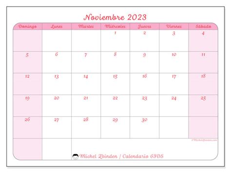 Calendario Noviembre De 2023 Para Imprimir 46DS Michel Zbinden SV