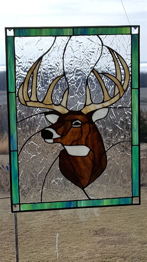 Stained Glass Buck Art Glass Decor Wildlife 10 Point Buck Etsy