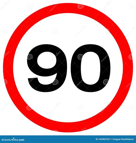 Speed Limit 90 Traffic Signvector Illustration Isolate On White