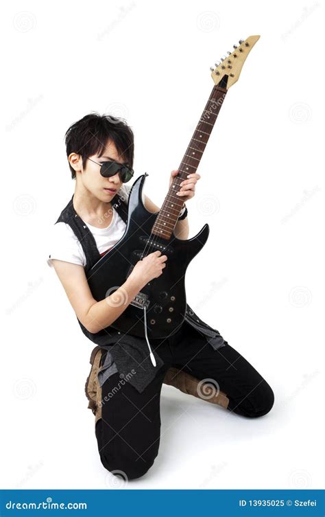 Punk Rockstar Holding A Guitar Royalty Free Stock Photo Image 13935025