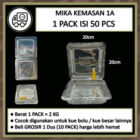 Jual Mika 1A Jumbo 20 X 20 Cm Box Mika Plastik Kemasan Kue Isi 50 Pcs