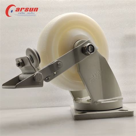 China Heavy Duty Casters 6 Inch White Nylon Swivel Castors With Metal