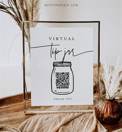 Virtual Tip Jar Sign Tip Your Bartender Venmo Tip Sign Wedding Bar