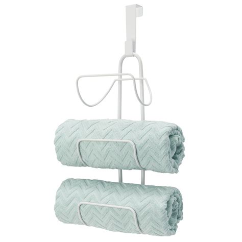 Mdesign Metal Over Shower Door Towel Rack Storage Organizer 3 Tiers White