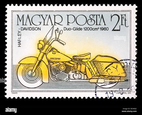 Postage Stamp From Hungary Depicting A Harley Davidson Duo Glide