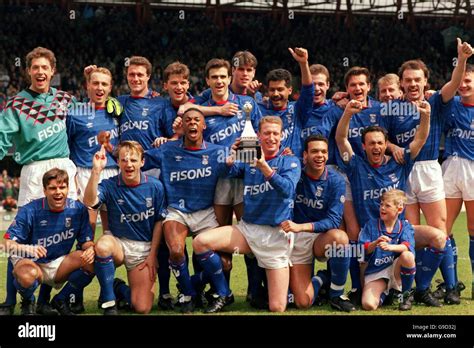 The Ipswich Squad Celebrate With The Division Two Trophy Stock Photo