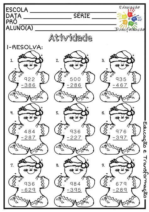 Natal adição subtração e multiplicação 27 atividades Atividades