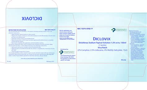 Dailymed Diclovix Diclofenac Sodium With Camphor Lidocaine And