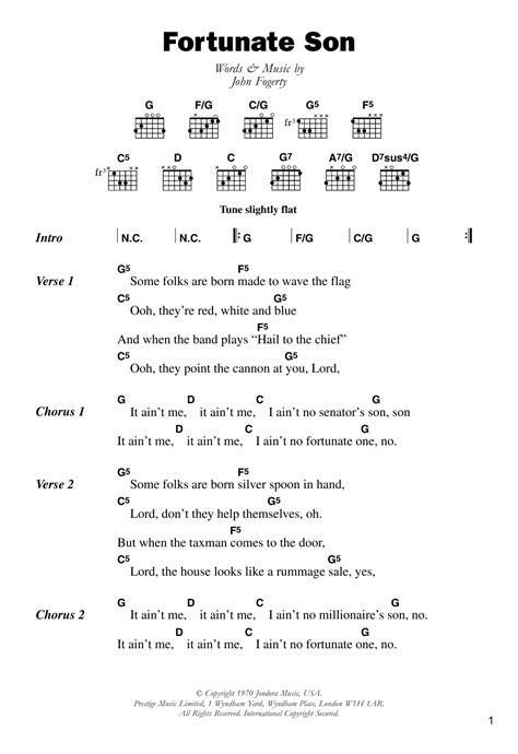 Fortunate Son By Creedence Clearwater Revival Sheet Music For Guitar