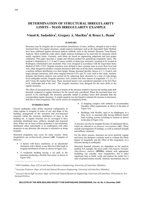 determination  structural irregularity limits mass