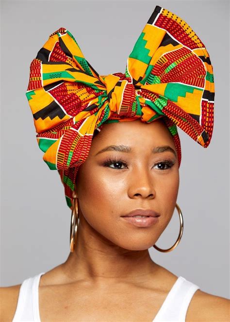 African Print Head Wrap Scarf Yellow Green Kente Hair Wrap Scarf Head Wrap Scarf Head Wraps