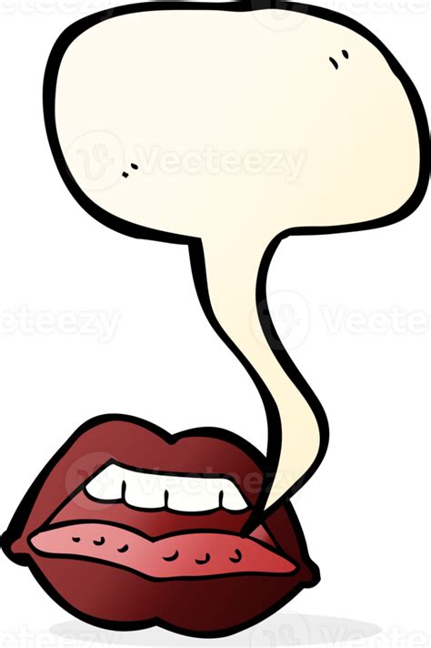 Cartoon Sexy Lips Symbol With Speech Bubble 45323985 Png