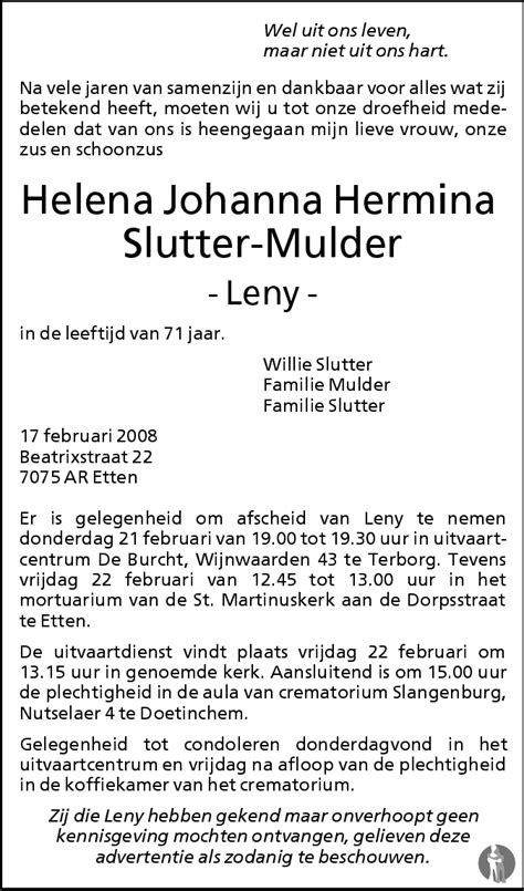 Helena Johanna Hermina Leny Slutter Mulder