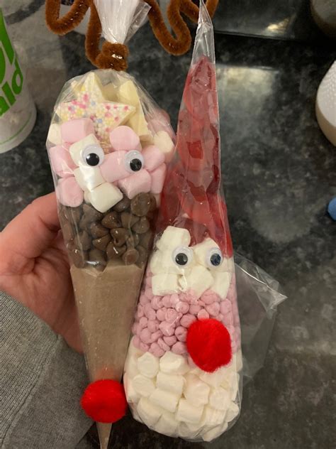 Reindeer Hot Chocolate Cone And Santa Sweet Cone Christmas Eve Treats Christmas Eve Box Fillers