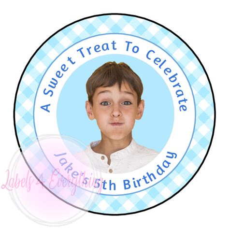 Blue Check Photo Sticker Labels4everything