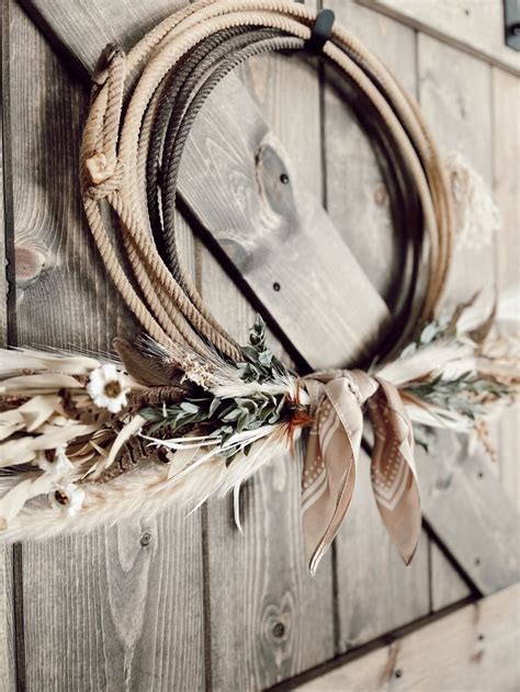 Neutral Rope Western Lariat Lasso Country Farmhouse Boho Wreath Etsy In 2024 Rope Decor