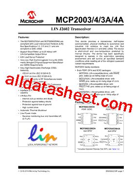 MCP2003 E P Datasheet PDF Microchip Technology