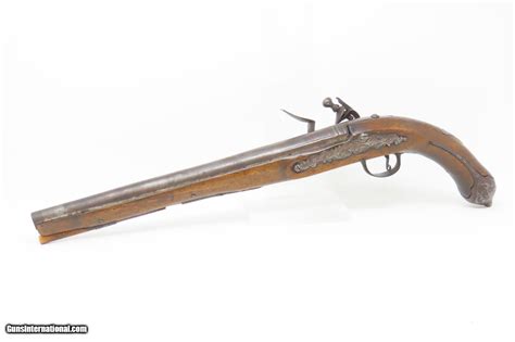 Engraved 1700s Antique European Flintlock 62 Caliber Martial Pistol