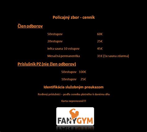 Benefit FANYGYM Odborový zväz polície v Slovenskej republike