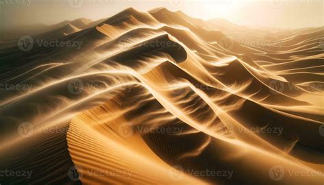 AI generated Image of sand dunes affected by desert winds. Generative