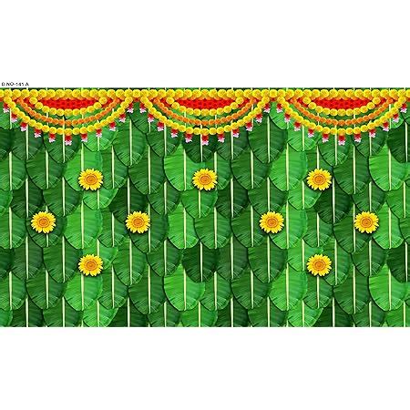 Tent India Banana Leaf With Marigold Flower Decoration Backdrop Cloth