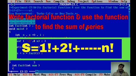 Ppslab 19 Write Factorial Function And Use The Function To Find The Sum Of Seriess12 N