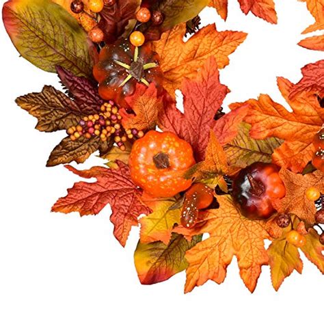 Artiflr 18 Inch Artificial Autumn Fall Wreath Harvest Thanksgiving Door Wreath For Front Door