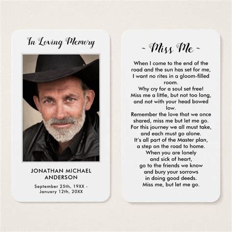 Simple Funeral Photo Sympathy Memorial Prayer Card Zazzle Artofit