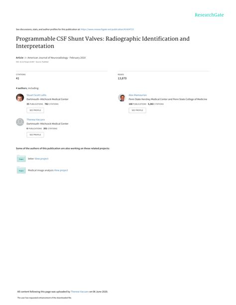 Programmable Csf Shunt Valves Radiographic Identif