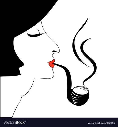 Portrait Of Smoking Woman Royalty Free Vector Image