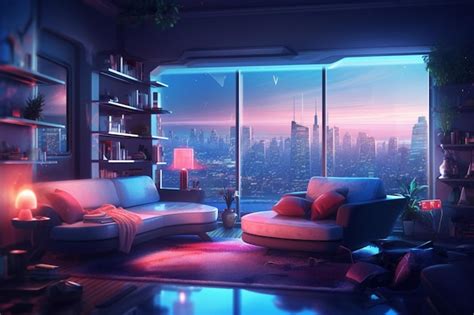 Premium AI Image | Illustration of futuristic living room with smart