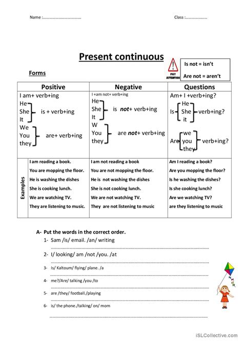 Present Continuous Two Page Activi Deutsch Daf Arbeitsbl Tter Pdf Doc