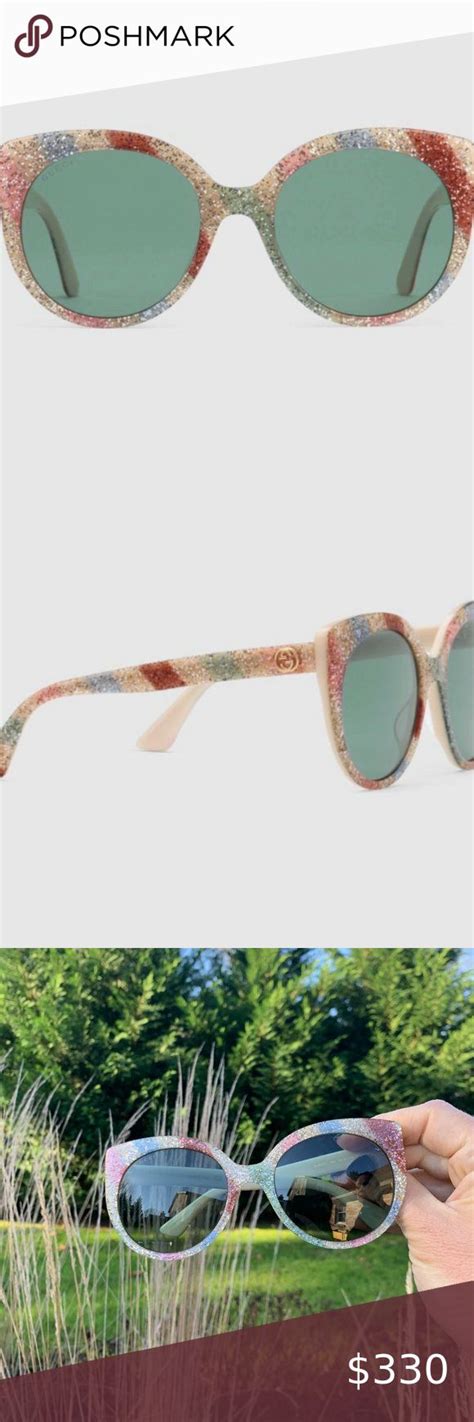 Gucci Cat Eye Glitter Acetate Sunglasses Multi Gold Sunglasses Gucci Sunglasses