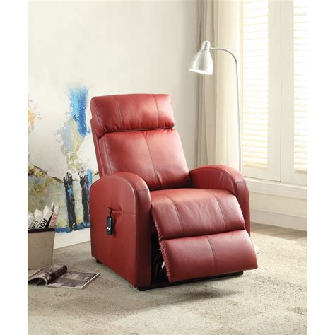 Contemporary Style Acme Ricardo Recliner With Power Lift Red Pu