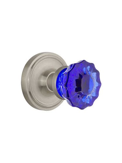 Classic Rosette Door Set With Colored Fluted Crystal Glass Knobs