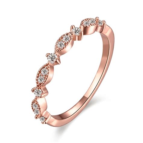 Rings For Women Simple Rose Gold Sliver Ring Zirconia Rhinestone