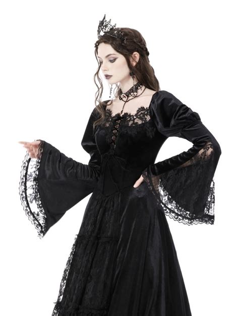 Longue Robe Gothique Victorienne Noire Dark In Love En Velours