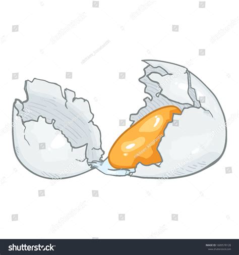 Broken Egg Yolk Vector Cartoon Illustration Stock Vector Royalty Free