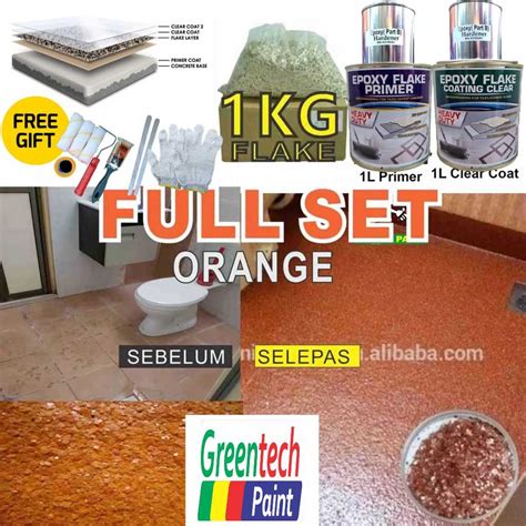 FULL SET GREENTECH Epoxy Colour Flake Coating Toilet Floor Tile